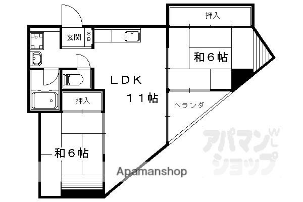 第2ロイヤルハイツ和田(2LDK/3階)の間取り写真