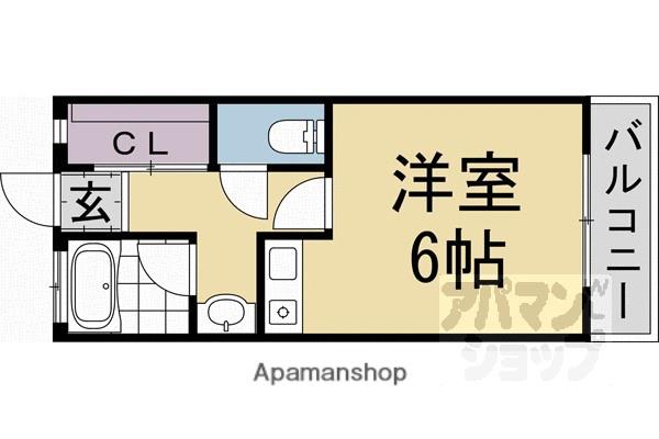 泉涌寺アビタシオン(ワンルーム/1階)の間取り写真