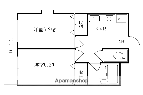 アブレスト四条大宮(2K/5階)の間取り写真