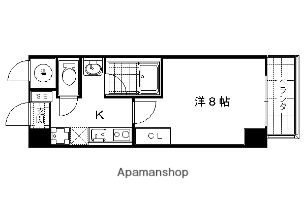 シャントール二条(1K/9階)の間取り写真