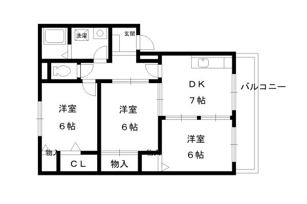 アーバンハウス鴨川(3DK/3階)の間取り写真