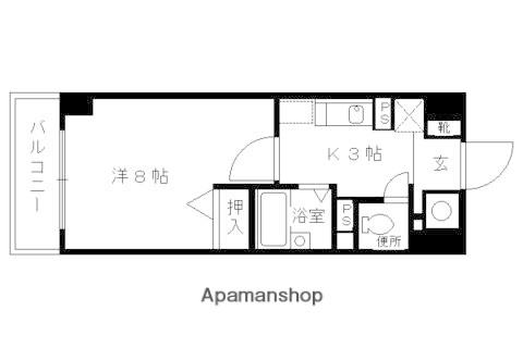 アルデールB(1K/6階)の間取り写真