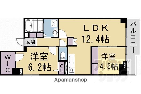 パインフィールド七条(2LDK/4階)の間取り写真