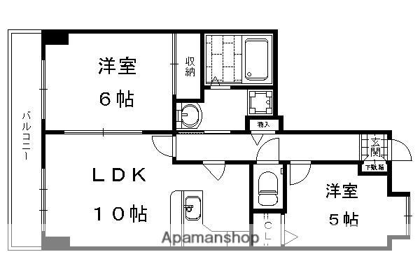 スカイビュー東土川(2LDK/6階)の間取り写真
