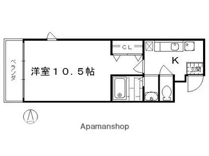 コルテ鴨川五条(1K/1階)の間取り写真