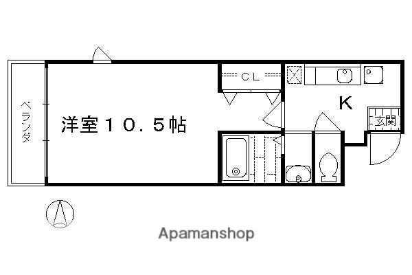 コルテ鴨川五条(1K/2階)の間取り写真