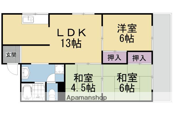 ローズハイツ(1LDK/4階)の間取り写真