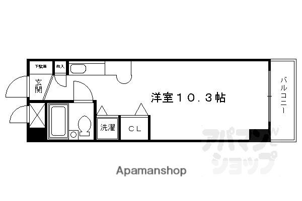 DETOM-1烏丸五条(ワンルーム/2階)の間取り写真