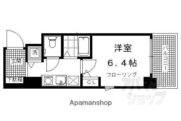 プレサンス京都烏丸御池II(1K/8階)の間取り写真