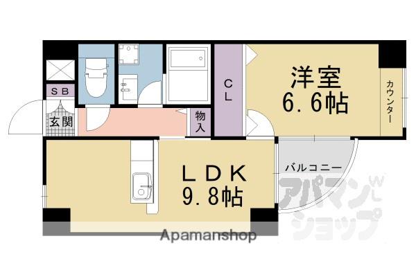サンクラージュ山科三条(1LDK/5階)の間取り写真