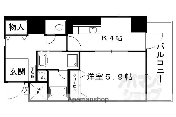ライオンズマンション四条堀川第2(1K/11階)の間取り写真