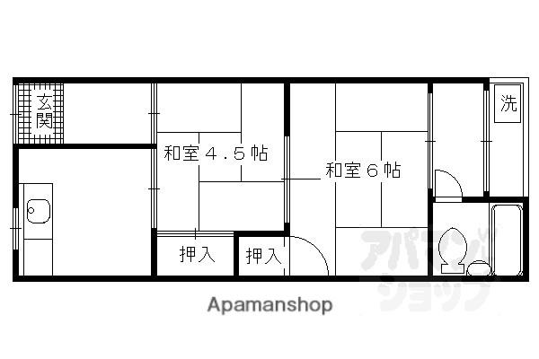 第二山田荘(2K/2階)の間取り写真