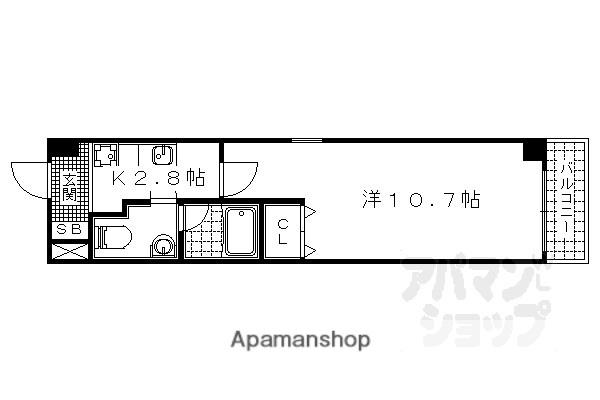 アマルフィ山科(1K/2階)の間取り写真