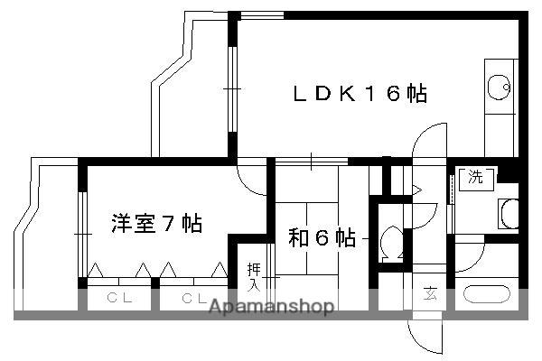 GRAN PINO伏見桃山(2LDK/1階)の間取り写真