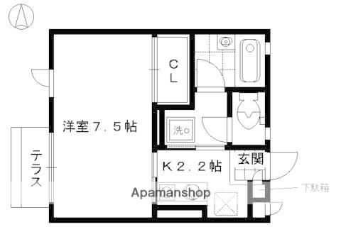 ドゥ・ライフ壬生川(1K/2階)の間取り写真