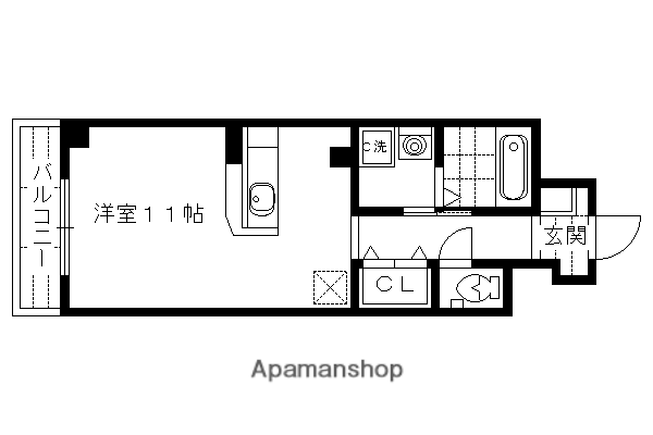 ドミール西大路(1K/2階)の間取り写真