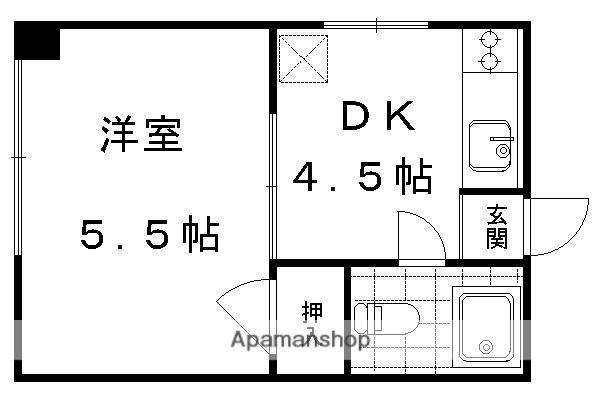 本町マンション(1DK/3階)の間取り写真