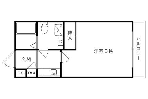御陵シャトー朝日(1K/3階)の間取り写真