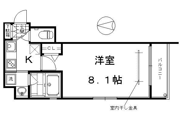 PREMIUM RESIDENCE KYOTO(1K/2階)の間取り写真