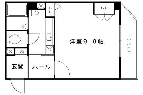 フラット オク(1K/3階)の間取り写真