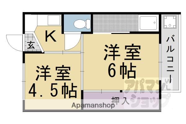 ビレッジハウス長岡(1K/3階)の間取り写真
