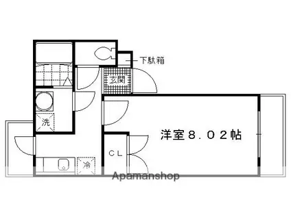 京阪電気鉄道宇治線 観月橋駅 徒歩5分 2階建 築7年(1K/2階)の間取り写真