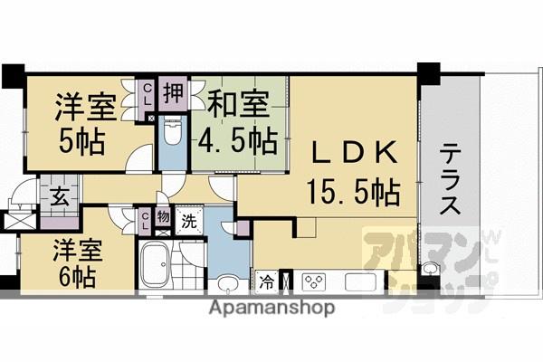 ライオンズ伏見桃山指月城(3LDK/1階)の間取り写真