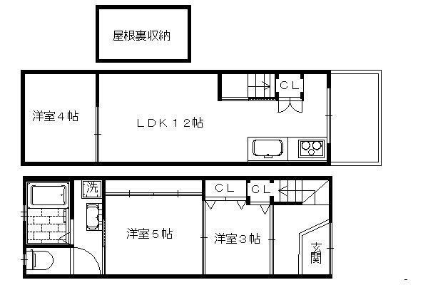 東海道本線 桂川駅(京都) 徒歩10分 2階建 築51年(3LDK)の間取り写真