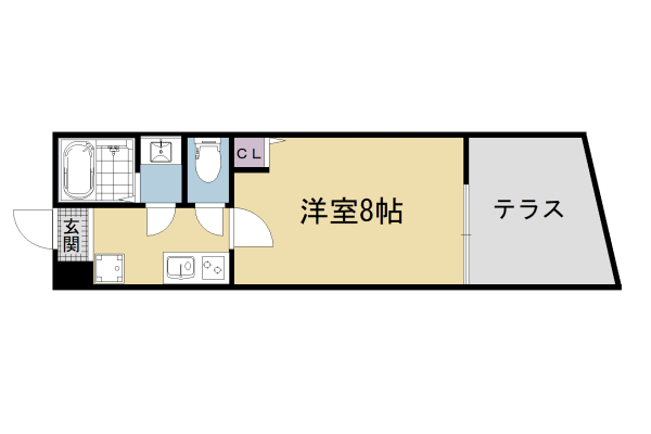 フェリーチェ御陵(1K/1階)の間取り写真