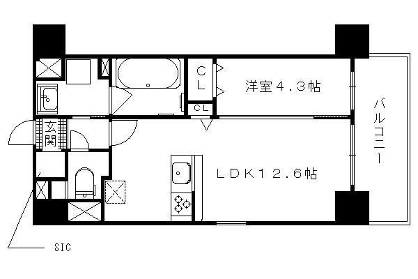 メゾン ノワール(1LDK/6階)の間取り写真