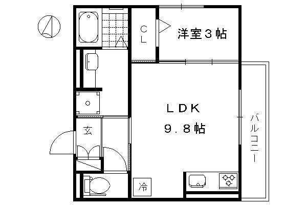プランドールT(1LDK/2階)の間取り写真