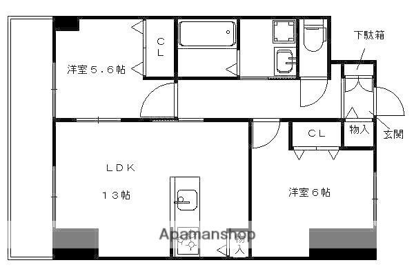 グランレブリー桂川グレイスレジデンス(2LDK/4階)の間取り写真