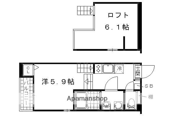 エスポワール竹田(1K/2階)の間取り写真