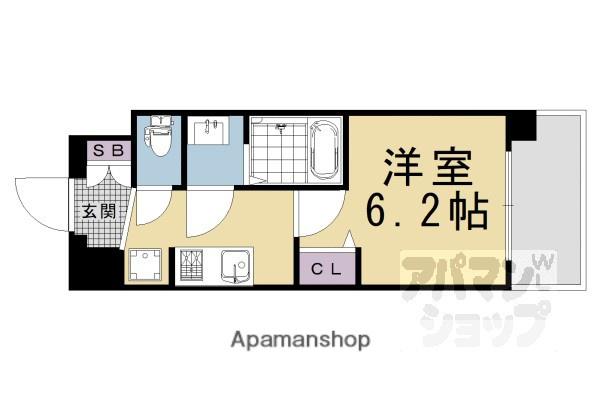 プレサンスTHE KYOTO 粋都(1K/1階)の間取り写真