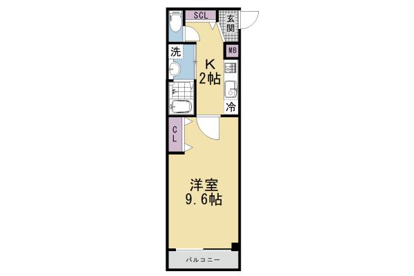 A-MON観月橋NIFUN(1K/1階)の間取り写真