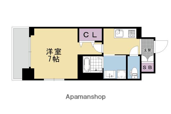 ベラジオ雅び烏丸十条(1K/7階)の間取り写真