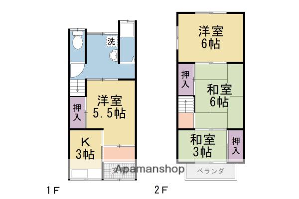 淀美豆町３２０ー３５テラスハウス(3LDK)の間取り写真