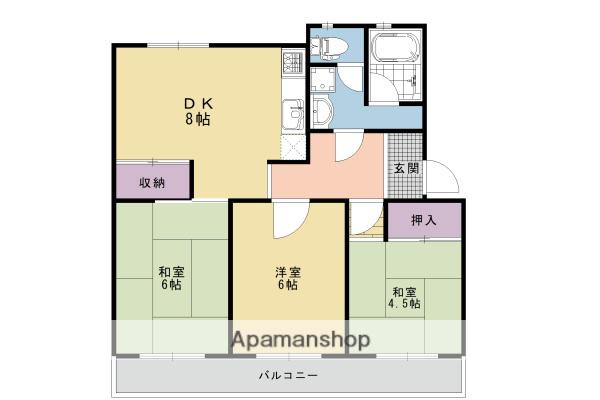 醍醐上ノ山団地 A1棟(3LDK/4階)の間取り写真
