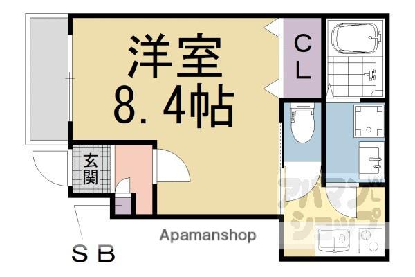 エステイトE桂川B棟(1K/1階)の間取り写真