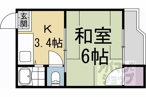 スカイロード墨染(1DK/3階)の間取り写真