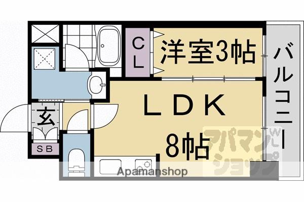 ピーノ京都西大路(1LDK/2階)の間取り写真