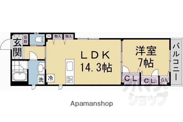 グランベール イースト(1LDK/1階)の間取り写真