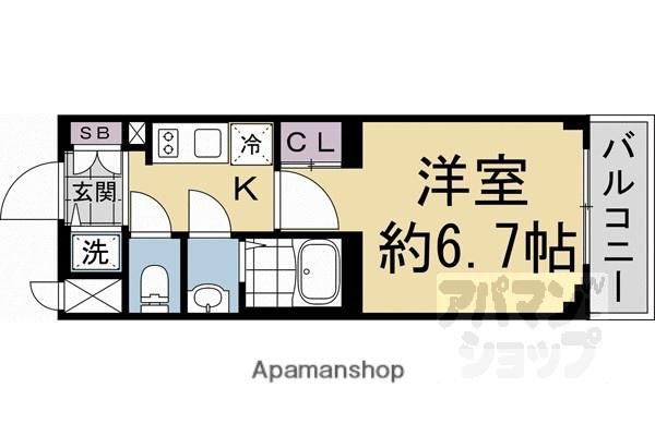 ソルテラス京都東寺HOMARE(1K/3階)の間取り写真