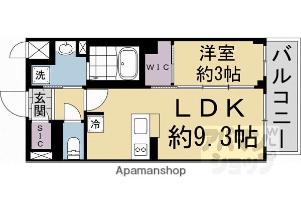 ソルテラス京都東寺HOMARE(1LDK/3階)の間取り写真