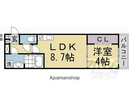 ジーメゾン山科マニフィコ(1LDK/3階)の間取り写真