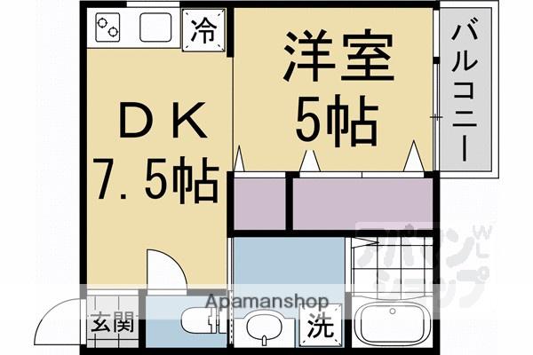 淀キャッスル(1DK/2階)の間取り写真