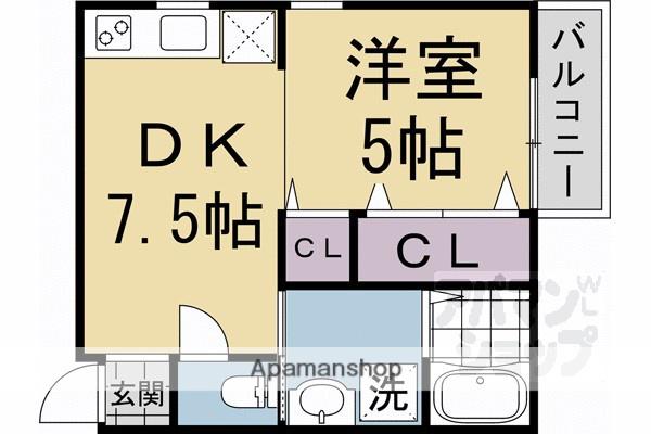 淀キャッスル(1DK/2階)の間取り写真