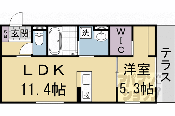 アイル京都山科(1LDK/3階)の間取り写真