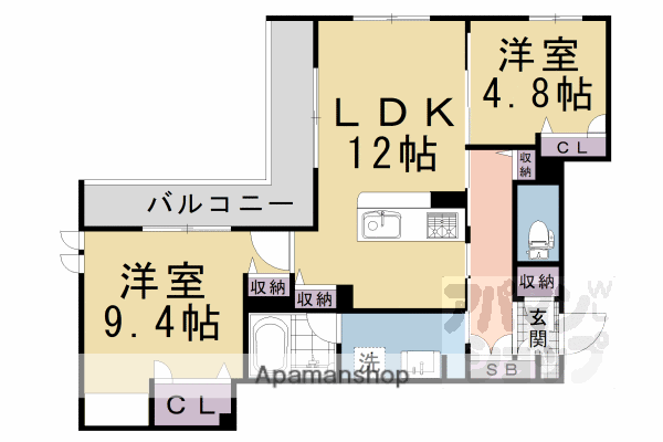 シャーメゾン エクセル(2LDK/2階)の間取り写真