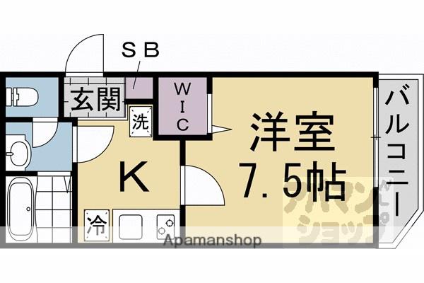 レジデンス京都伏見イースト(1K/2階)の間取り写真